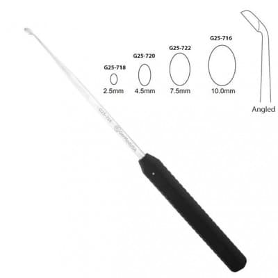 Curette Angled 17" Large Black Plastic Handle 9" Oval Cup